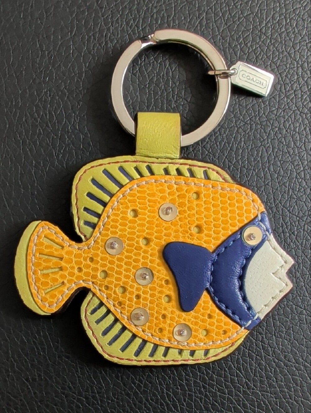 Coach Y2K Tropical Angel Fish Leather Key Fob (1674) GUC